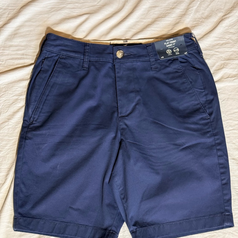 Hollister Dark Blue Men's Flat Front Shorts